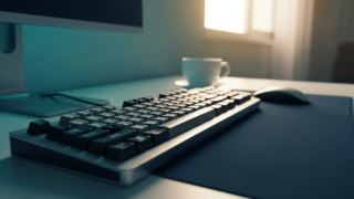 予測変換をよく使うキーボードのある整ったデスク