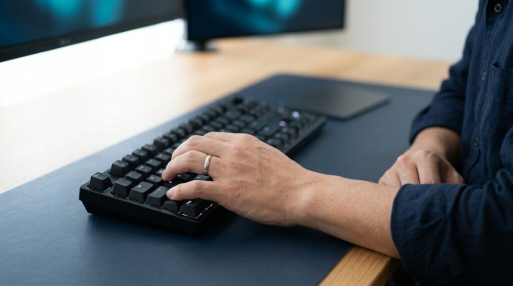 クリップボード履歴を呼び出すキーを押す手元