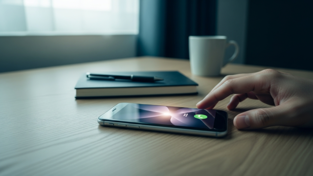 着信で光るスマートフォン——画面に顧客名を表示する