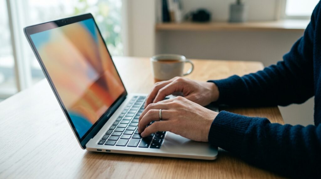 ノートPCで入力欄の選択肢を書き出しているところ